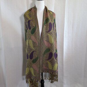 Pashmina Cashmere Silk Blend Paisley Firenze Italy Scarf Wrap Shawl